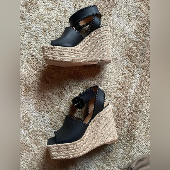 Paloma Barcelo Rafia Wedge Ankle Strap Heel 37 - Picture 3 of 10